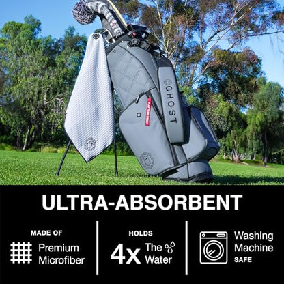 Ghost Golf Magnetic Towel (Caddie) - Premium Ultra-Absorbent Microfiber Golf Towel with Magnet for Golf Carts or Clubs - 18" x 40" Golfing Gear - Waffle Weave Pattern (Kelly Green) - color: Kelly Green