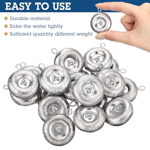Shimeyao 18 Pieces Disc Sinkers Fishing Weights No Roll Disc Fishing Sinkers Weights for Saltwater Trolling Surf Tackle - size: 4oz