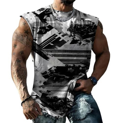 Classic Camo Mens Workout Tank Top Gym Muscle Tank Bodybuilding Stringer Tank Sleeveless Shirt Summer - color: Black White, size: Small