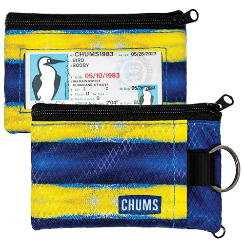 Chums Surfshorts Wallet - Lightweight Slim Wallet with RFID Blocking Card & Clear ID Window - Zippered, Water Resistant w/Key Ring - color: Yellowfin
