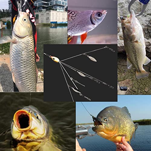 5 Arms Alabama Rigs for Bass Fishing, Swimbait Lure Kit Umbrella Rigs with 4 Willow Leaf Blades for Trout Salmon Freshwater Saltwater - color: 4 Blades-3pcs