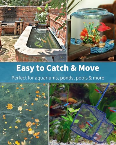 Pawfly 5''/6'' Fish Net for Fish Tank, Aquarium Net with Braided Metal Handle and Nylon Mesh, Small Fish Net Minnow Net for Pond Freshwater and Saltwater - size: 5 inch