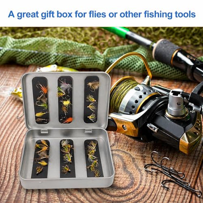 Aventik Fishing Tackle Tin Box Fish Tools Gift 3 Pack or 6 Pack Metal Storage Case for Fishing Hooks Lures Wet & Dry Flies Storage Tackle Organizer for Anglers and Outdoor Travel（three magnetinsert) - style: 3pc with magnet insert