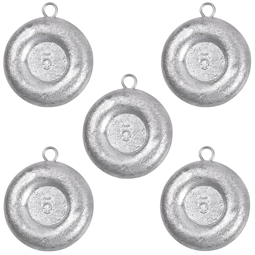Disc Sinkers Fishing Weights Coin Weight Saltwater Fishing Weight sSinker Surf Fishing Inline Trolling Bottom Drifting Catfish Weight Sinker Fishing Tackle Gear 1oz 2oz 3oz 4oz 5oz 6oz 8oz - style: 5oz - 5pcs