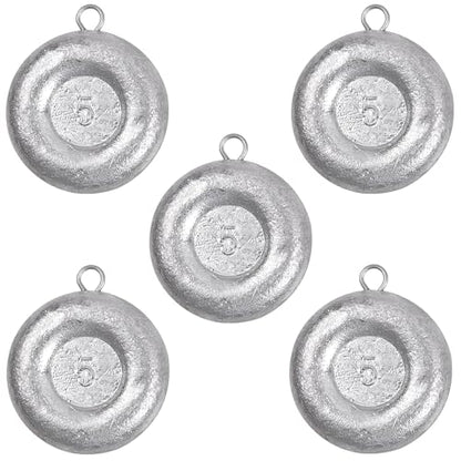 Disc Sinkers Fishing Weights Coin Weight Saltwater Fishing Weight sSinker Surf Fishing Inline Trolling Bottom Drifting Catfish Weight Sinker Fishing Tackle Gear 1oz 2oz 3oz 4oz 5oz 6oz 8oz - style: 5oz - 5pcs