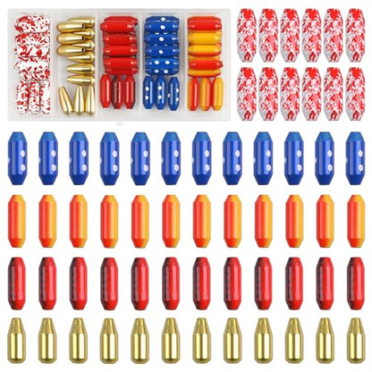 Fishing Spinner Lure Bodies Kit,60PCS Fishing Sinker Weights Brass Painted Spinner Lure Body Brass Beads Bullet Slip Sinker DIY Inline Spinnerbait Making Supplies Parts