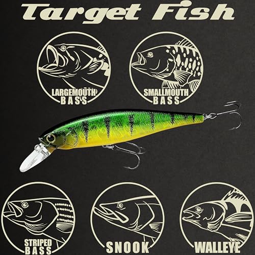 LUCKY CRAFT Pointer 100SP, Jerkbait Side by Side Action Tournament Winning Perfect Wobbling Freshwater Lake Bass Fishing Champion Bait - color: 280 Aurora Green Perch