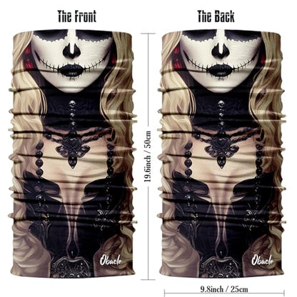 Obacle Skull Face Mask for Women Dust Wind Sun Protection Rave Festival Riding - color: Women White Face Black Lip Nose