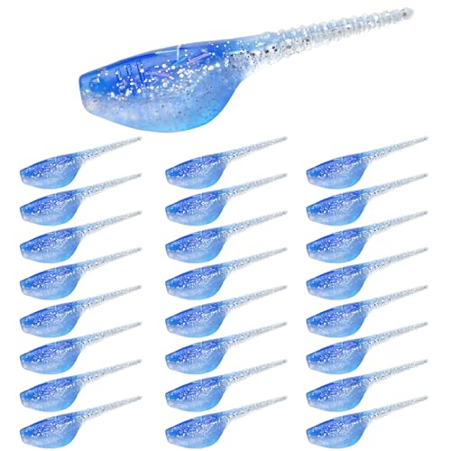 Crappie Lures Kit - Soft Plastic Lures for Trout, Bass, Panfish & Bluegill - 24 Packs - color: Blue