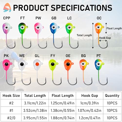 Alwonder 10-Pack Floating Jig Heads Fishing Floats Jigs Lures High-Ball Floater Hook, Surf Fishing Trolling Rockfishing Pompano Rigs Floats for Bass, Walleye, Panfish, Perch, Trout, Redfish - color: (GL) Luminous, size: 2/0# Hook