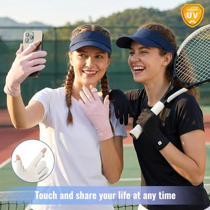 Full Finger UV Protection Gloves Driving Gloves Women, Breathable Touchscreen UPF Glove Sun Protection Glove - color: rown gray-AD, size: One Size