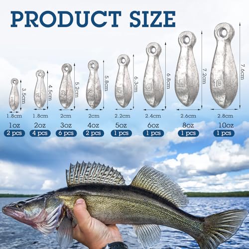 18 Pcs Bank Sinker Fishing Sinkers Weights Bank Weights for Ocean Saltwater Freshwater Surf Bass Catfish Fishing Casting Gear Tackle - size: 1 2 3 4 5 6 8 10 oz