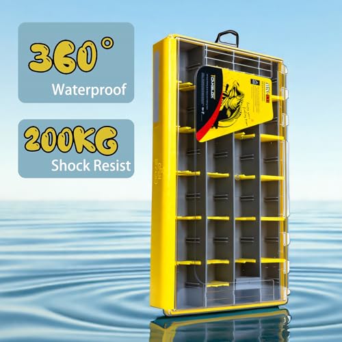 Deluxe Fishing Tackle Box, Waterproof 3600 & 3700 Terminal Tackle Trays, Organizer Includes 2 Type Dividers (3700-3 all-in-one 2 pack)