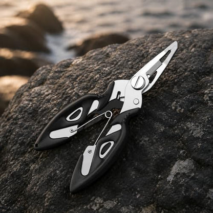 predolo Foldable Fishing Scissors, Stainless Steel Braided Line Cutter, Anti Rust Fishing Line Scissors for Tackle Box, Pocket Portable, Black multi-functional Lure Pl - style: Black multi-functional Lure Pl