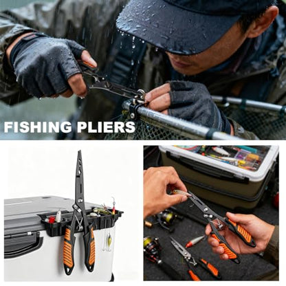Fillet Knife Set for Beginner, Fishing Pliers Precisely, Fish Measuring Tape, Non Slip Grip Fishing Knife, Saltwater Fishing Accessories, Great Value Fishing Tackle - style: 9pc fishing tool kit