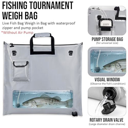 THKFISH Fish Tournament Weigh in Bag for Bass Fishing with Leakproof Zipper | Heavy Duty Live Fish Bags for Caught Fish with Waterproof Zipper and Mesh Liner,Puncture Resistant - color: Silver-25×23in