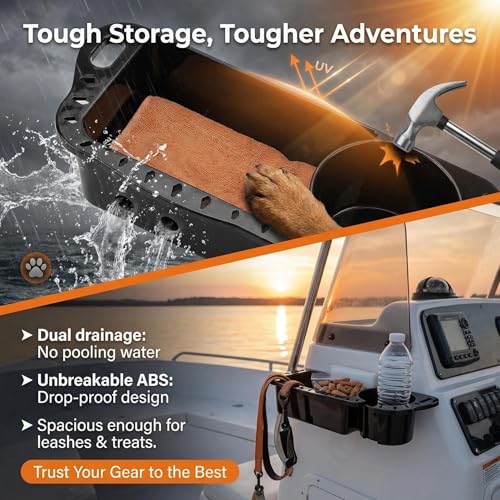 Boat Tool Holder & Cup Caddy 1-Pack | Multifunctional storage for pliers, knives, bait & drinks. Fits kayaks, bass boats, pontoons & jon boats. With drainage holes
