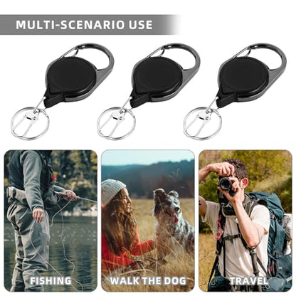 Fishing Fly Fishing Zinger Retractor, Fishing Knot Tool,Line Clipper Retractor for Fly Fishing, Freshwater Saltwater Angler Accessories Lightweight Durable Design - size: 3 Pcs