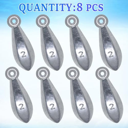 Fishing Weights Sinkers Bank Fishing Lead Sinkers Bullet Fishing Weights Ocean Saltwater Surf Fishing Gear Fishing Assortment 1oz 2oz 3oz 4oz - style: 2oz-8pcs
