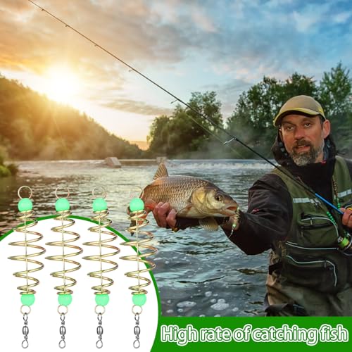 Wonderjune 50/30 Pcs Carp Rig Luminous Carp Fishing Equipment Bait Holder Metal Fishing Feeder Basket Multisize Olive Shape Summer for Freshwater Lures Basket Mullet Accessories - size: 3.11"