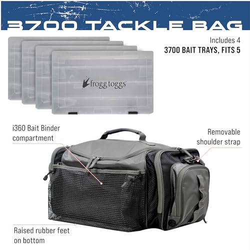 FROGG TOGGS Heavy Duty Fishing Tackle Duffle Bag, Includes Bait Trays - color: Black, style: 3700