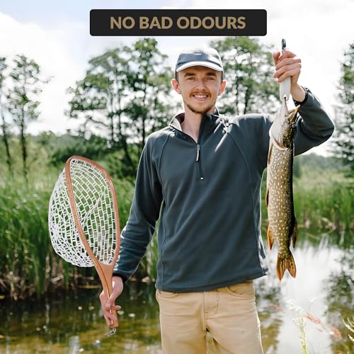 Wooden Fishing Nets - Rubber Fishingnets, Fly Fishing Dipnets, Fishing Nets with Handles - color: White, style: Straight White Silicone
