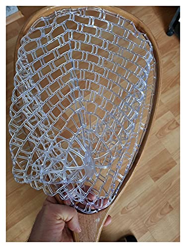 Fish Net Fly Fishing Landing Net Wooden Handle Rubber/Nylon Landing Handle Trout Mesh Fish Catch Release Scoop Fishing Tool Dip Net (Color : Rubber) - color: Rubber