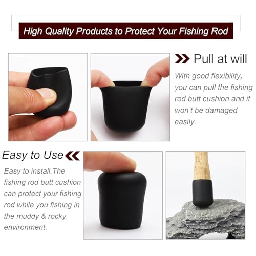 Dovesun Fishing Rod Butt Cushion Fishing Rod Seat Cushions Fishing Rod Protector Fishing Rod Butt Cap End Fishing Rod Holders Small(1.22in) Black 4pcs - color: 4PCS-Fit for 1.02"-1.18"(26mm-30mm) Rod Butt