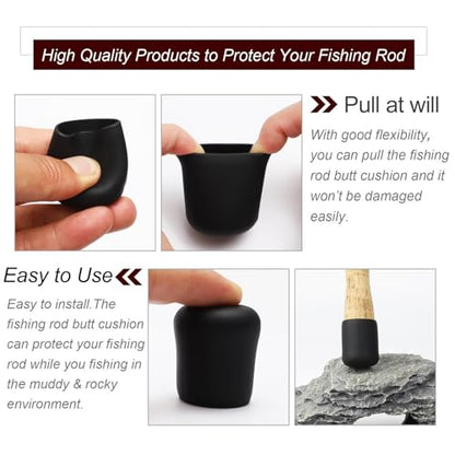 Dovesun Fishing Rod Butt Cushion Fishing Rod Seat Cushions Fishing Rod Protector Fishing Rod Butt Cap End Fishing Rod Holders Small(1.22in) Black 4pcs - color: 4PCS-Fit for 1.02"-1.18"(26mm-30mm) Rod Butt