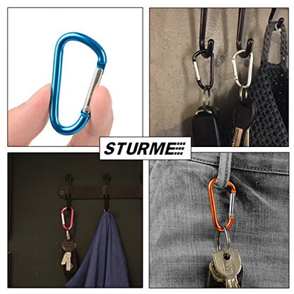 STURME 2" Aluminum D Ring Carabiners Clip D Shape Spring Loaded Gate Small Keychain Carabiner Clip Set Outdoor Camping Mini Lock Snap Hooks Spring Link Key Chain Durable Improved 24 PCS - color: Purple