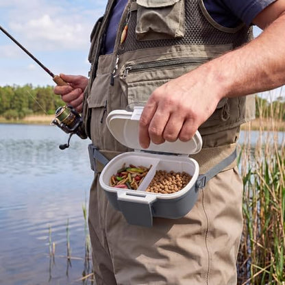 Insulated Live Bait Holder Waist Mounted Dual Layer Fishing Bait Bucket Container with Lid and Lock Portable Plastic Lure Worm Storage Tackle Box, Keeps Baits Fresh and Alive - style: Classic Style