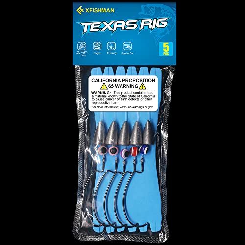 Texas-Rigs-for-Bass-Fishing-Leaders-with-Weights-Hooks-Rigged-Line-Kit - size: 4/0 Hooks-3/8 oz Weight-5pcs