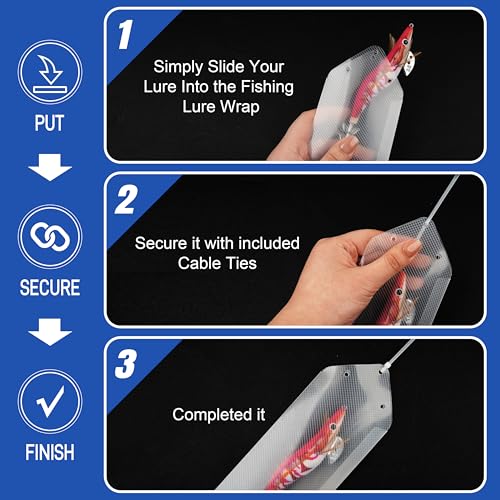 SILANON Fishing Lure Sleeves Wraps 10pcs Durable Clear Lure Sleeves Covers with Nylon Cable Ties Keep Fishing Safe Fishing Hook Covers Bait Storage Protector Easily See Lures for Fishing Rod - size: 10pcs-Medium(8.27in*2.36in)