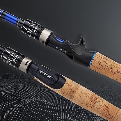 EOW XPEDITE PRO Portable Telescopic Casting and Spinning Fishing Rods, 24T Carbon Blanks & Solid Carbon Tip, Cork Handle, Travel Rod, Short Collapsible Rods - style: Spinning 7'6" /Power M /Action Fast