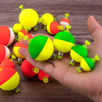 Alwonder 15-Pack Fishing Bobbers Floats, Weighted Bobbers for Fishing Ball EVA Foam Snap-on Floats Corks Floaters Buoys for Crappie Bass Panfish Bluegills Trout - size: #S-0.93in-1/8oz