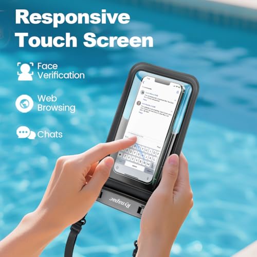 Rynapac Large Waterproof Phone Pouch [Up to 8.5"] - 2 Pack IPX8 Waterproof Phone Case for iPhone 17 16 15 Pro Max Galaxy S26 Ultra, Touchscreen & Underwater Photography, Beach Cruise Essentials 2026 - color: [Blue + Black] Large Waterproof Phone Pouch, si