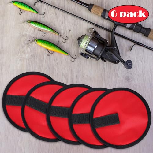 Tioncy 6 Pack Fishing Lure Covers 6 Inch Bait Gloves Lure Wrap Fishing Hook Cover Easily See Bait Storage Protector Guard to Keep Fishermen Safe for Rod - color: Red
