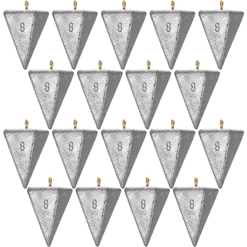 Shimeyao 18 Pieces Pyramid Sinkers Fishing Weights Triangle Fishing Sinkers Rig Pyramid Sinker for Ocean Saltwater Surf Bass Casting Gear Tackle - size: 8 oz