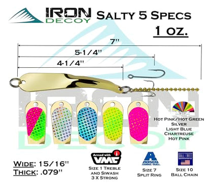 IRON DECOY Salty Fishing Lure Spoon, Saltwater, Casting, Trolling, Jigging, Seatrout, Striped Bass, Mackerel, Snook, Tarpon, Bluefish, Salmon - color: Gold, size: 1 OZ