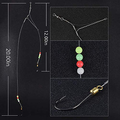 Dyxssm Fishing Hooks with Leader Rigging, Fishing Hook Line Stainless Steel Fishing Rigs Wire and Rig Hooks - size: 4#, style: Style-a: 2 Hooks Rig