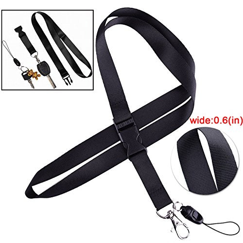 1Pack Black Neck Lanyard,Detachable Buckle with Horizontal ID Badge Holder | Quick Release,Lightweight,for Office,Keys etc - color: 1 Pack Black Lanyard With Badge Holder