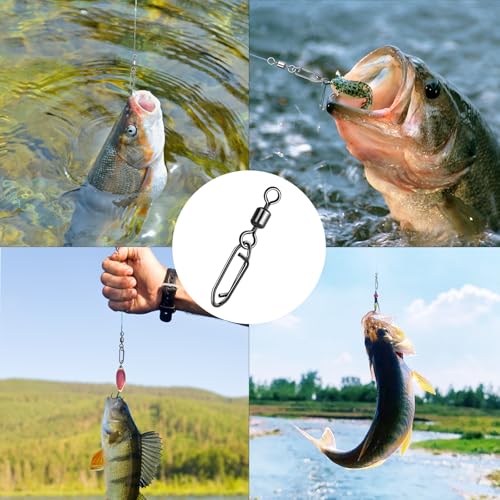 9KM DWLIFE Fishing Speed Clips 50Pcs Quick Change Fishing Swivels & Snaps Fishing Speed Clips Barrel Swivels Fishing Tackle Saltwater Fishing - size: 2#