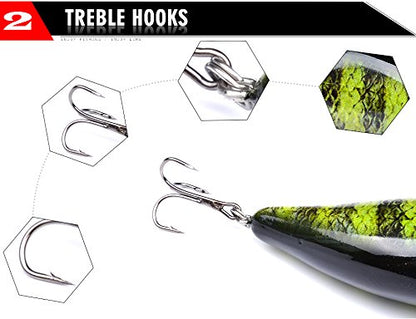 PROBEROS Crankbaits Set Fishing Lure Hard Baits Swimbaits Boat Ocean Topwater Lures Kit Fishing Tackle Hard Baits Set for Trout Bass Perch Fishing Topwater Lures Set - color: 407-0.44oz/3.0inch-6pcs