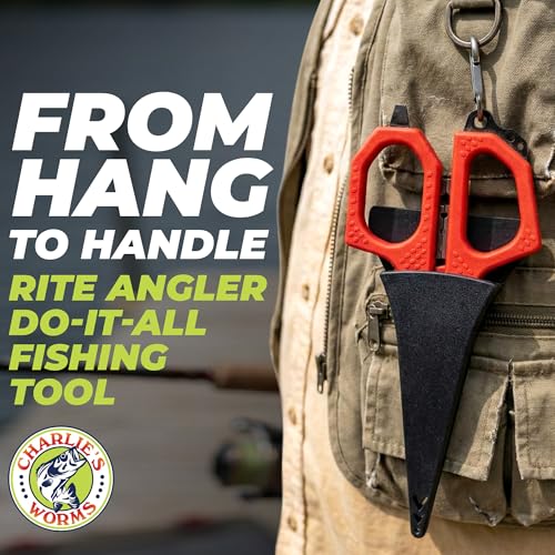 Rite Angler Multi-Function Fishing Scissors with Fishing Line Cutter & Braided Line Cutter - Hook Remover, Split Ring Tool, Braid Scissors, Crimping, Bottle Opener, Non-Slip Grip - 6"