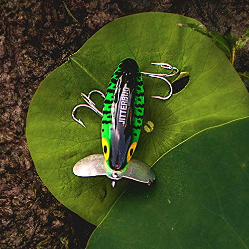 Arbogast Jitterbug Topwater Bass Fishing Lure - Excellent for Night Fishing - color: Fire Tiger, size: 3", 5/8 oz