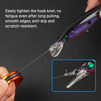 2pcs Fishing Line Puller Ring, Knot Tightening Fishing Metal Puller Ring Accessories Tool for Tying - color: Silver-2pcs