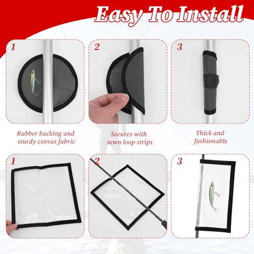 21 Pack Fishing Lure Covers and 2 Pack Fishing Lure Wraps Durable Clear PVC, Fishing Hook Bait Covers Hook and Loop Loop Pole Sleeve for Easily See Bait Storage and Protector Fishermen Safe