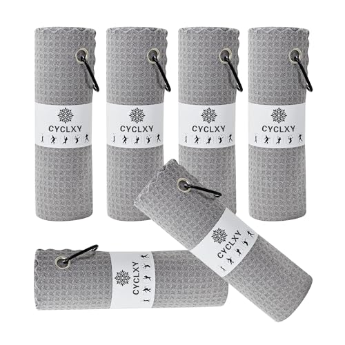 6 Pcs Golf Bag Towels,16" X 16",Microfiber Waffle Pattern for Golf Bags Towel for Men Women,Fishing Essentials Gifts with Carabiner Clip,Dish Cloth,Kitchen Clean Towels - color: Gray