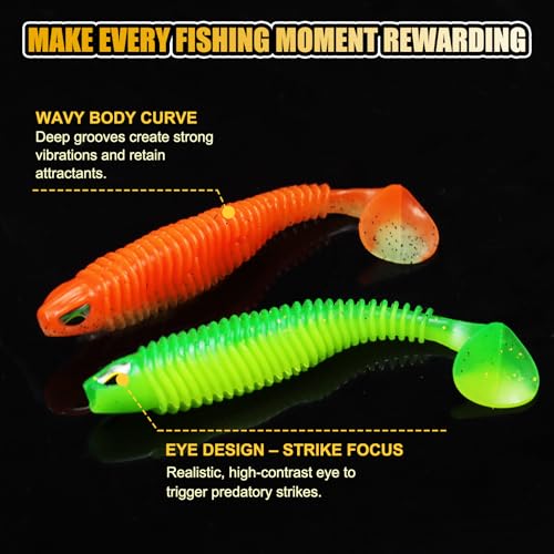 3D Eyes Paddle Ribbed Bait, 2.5in 3in 4.1in Soft Plastic Paddle Tail Swimbaits Fishing Lures for Bass Fishing Freshwater Saltwater 12/20/25 PCS - color: Purple, size: 2.5in(6.5cm)-25PCS
