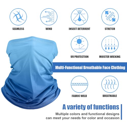 Geyoga Summer UV Protection Cooling Neck Gaiter | Sunscreen Breathable Face Scarf Bandana Mask Neck Gaiter for Outdoor Fishing Hiking Camping - color: Gradient Color
